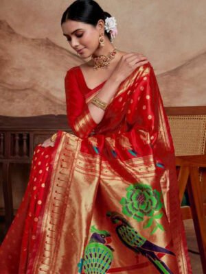 Sharvani Soft Red Bloom